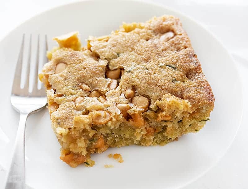 Butterscotch Zucchini Bar on a plate, ready to eat!