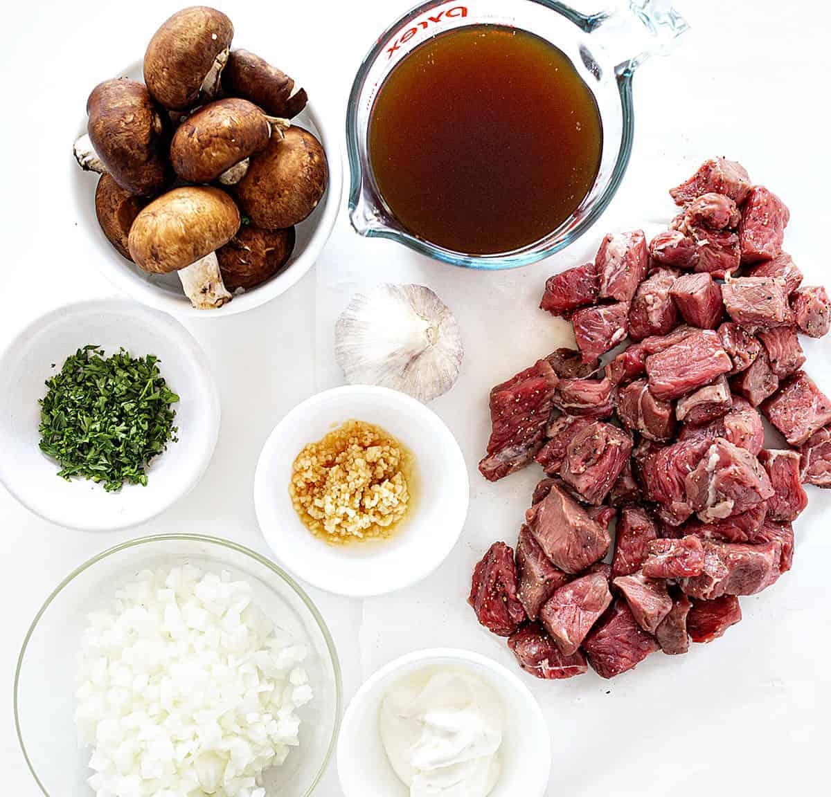 Ingredients for Beef Stroganoff