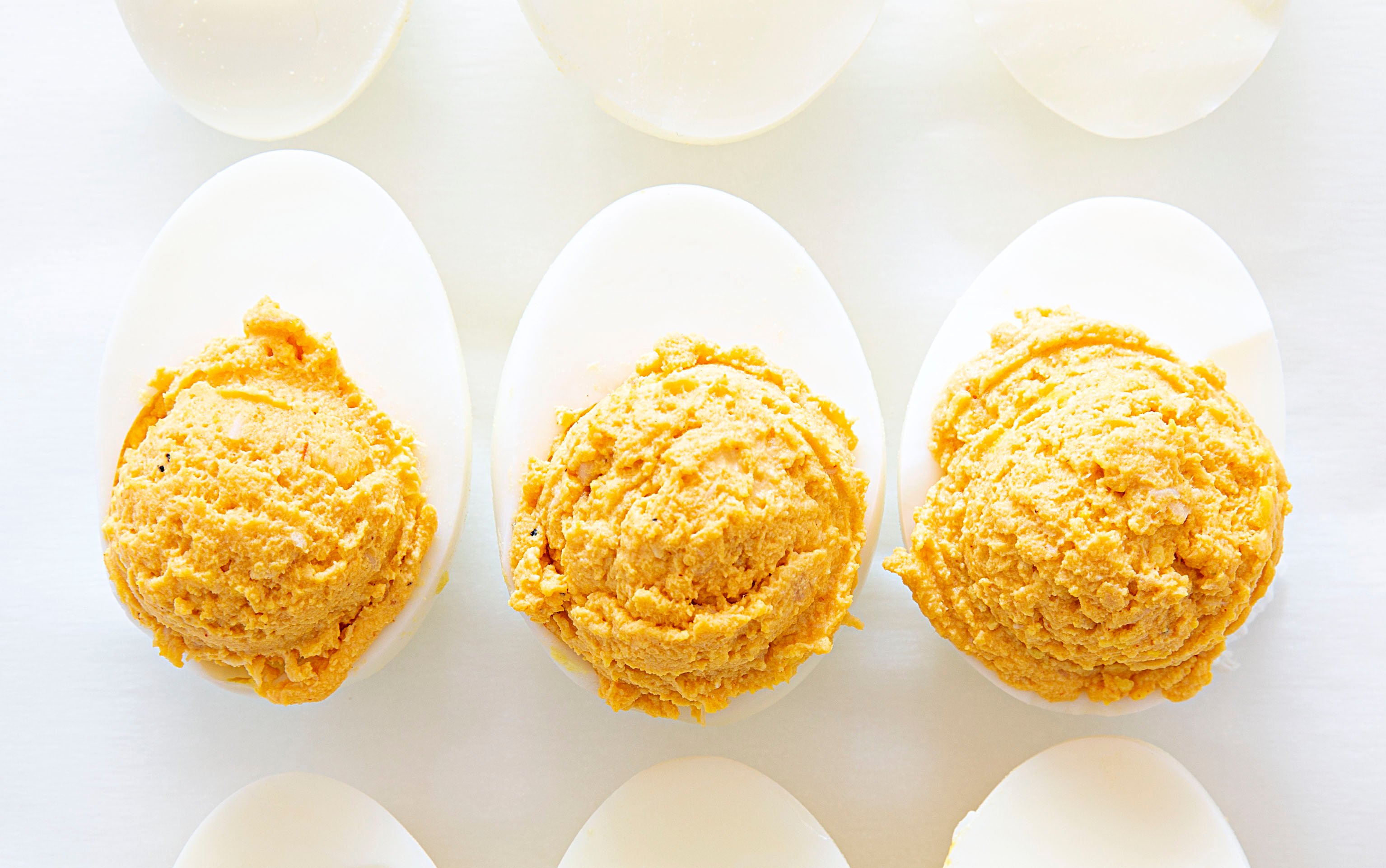 Hard Boiled Eggs Filled with Buffalo Chicken Filling