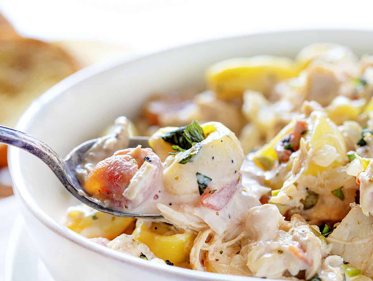 Spoonful of Creamy Chicken Tortellini Soup