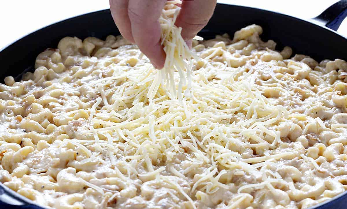 Adding Cheese to French Onion Chicken Macaroni and Cheese