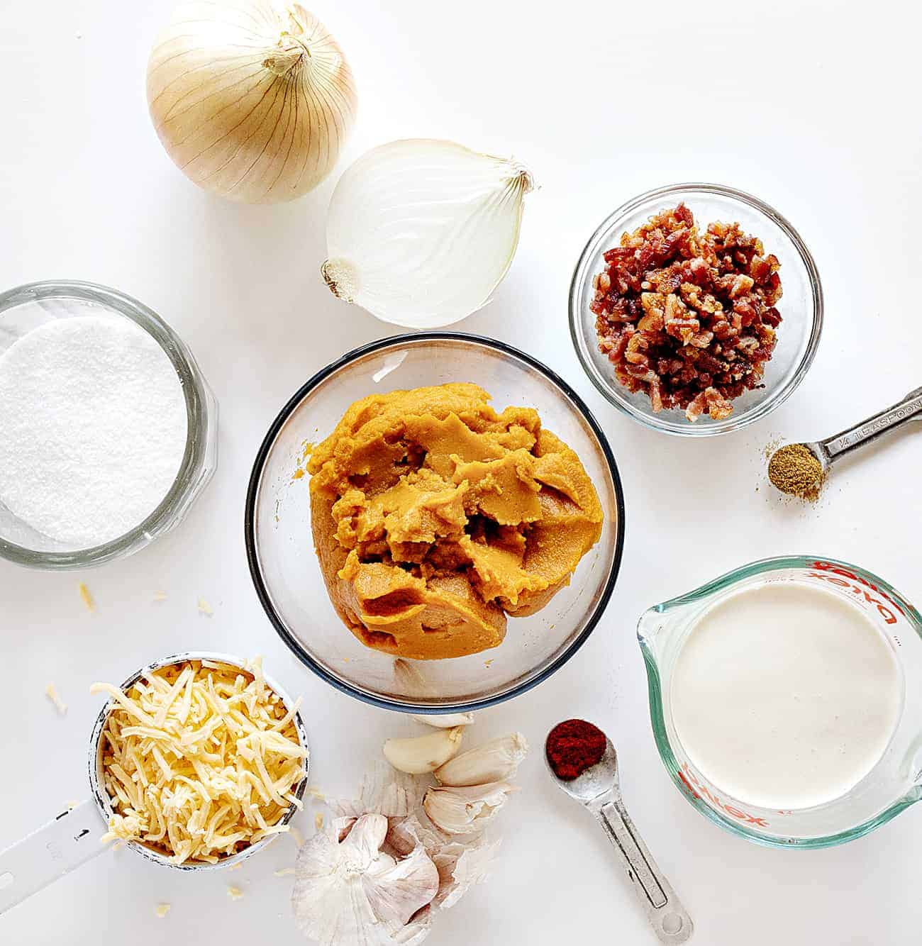 Ingredients Laid out for Pumpkin Soup