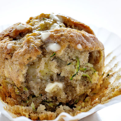 bite out of banana zucchini muffin