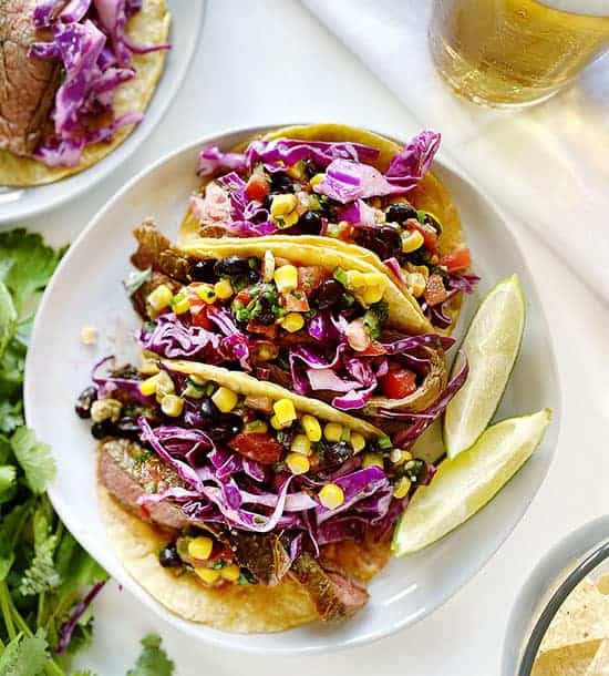 Overhead of Heart Healthy Steak Tacos