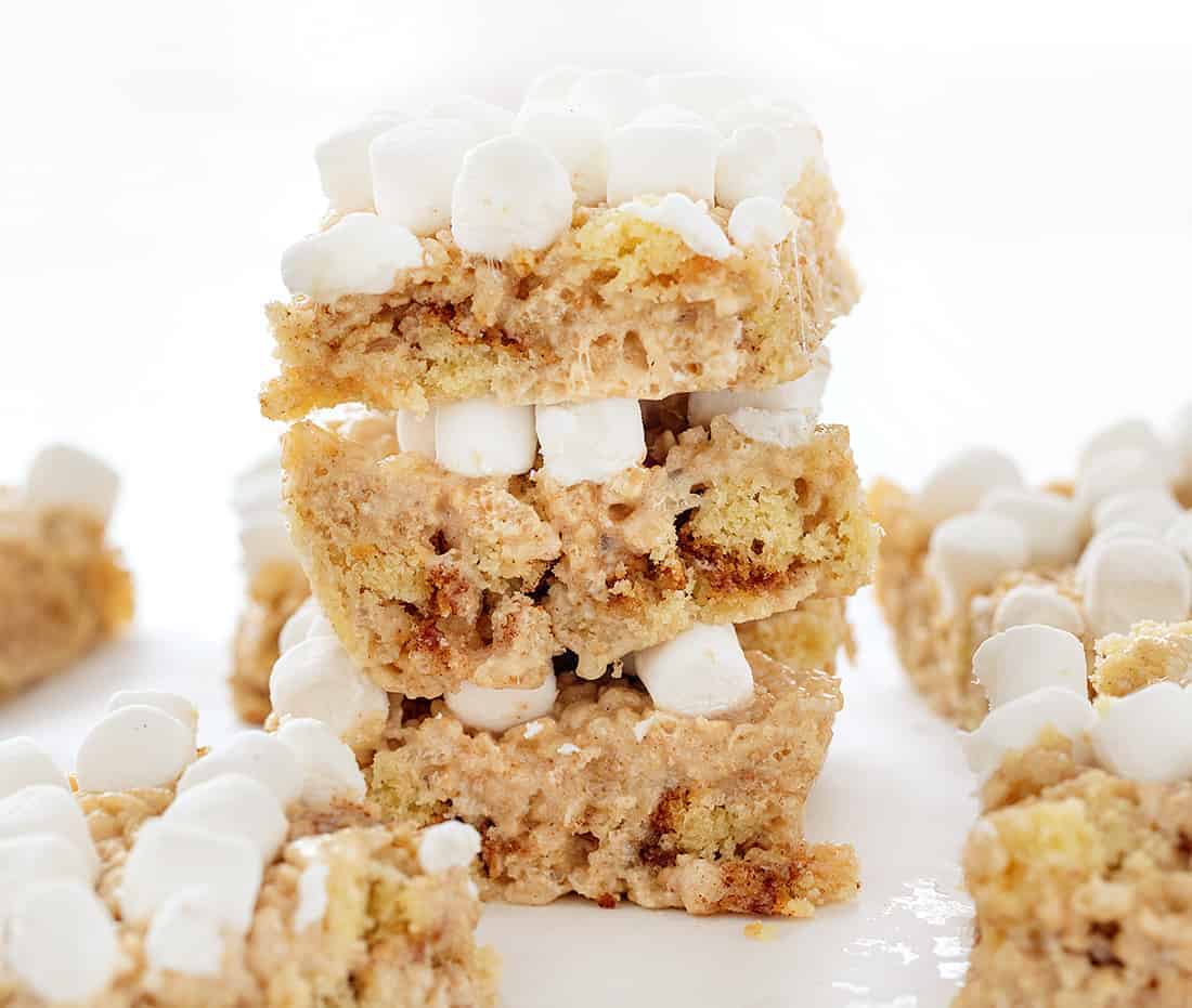 Stack of Snickerdoodle Rice Krispy Bars