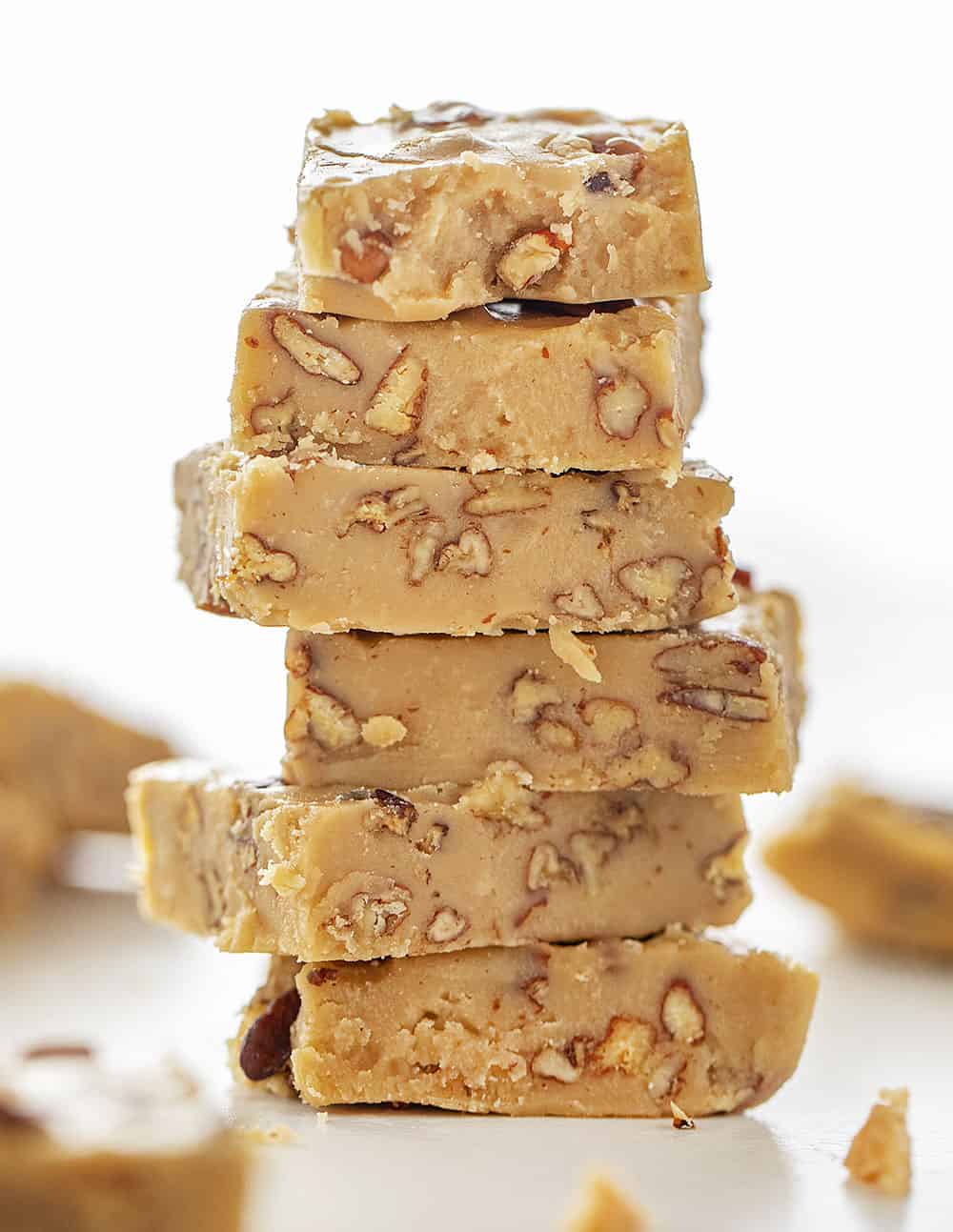 Stack of Butter Pecan Fudge Pieces