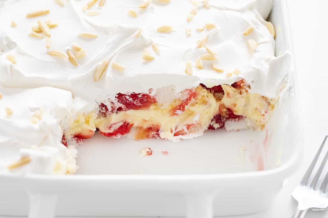 Cherry Vanilla Heaven Dessert In a White Pan