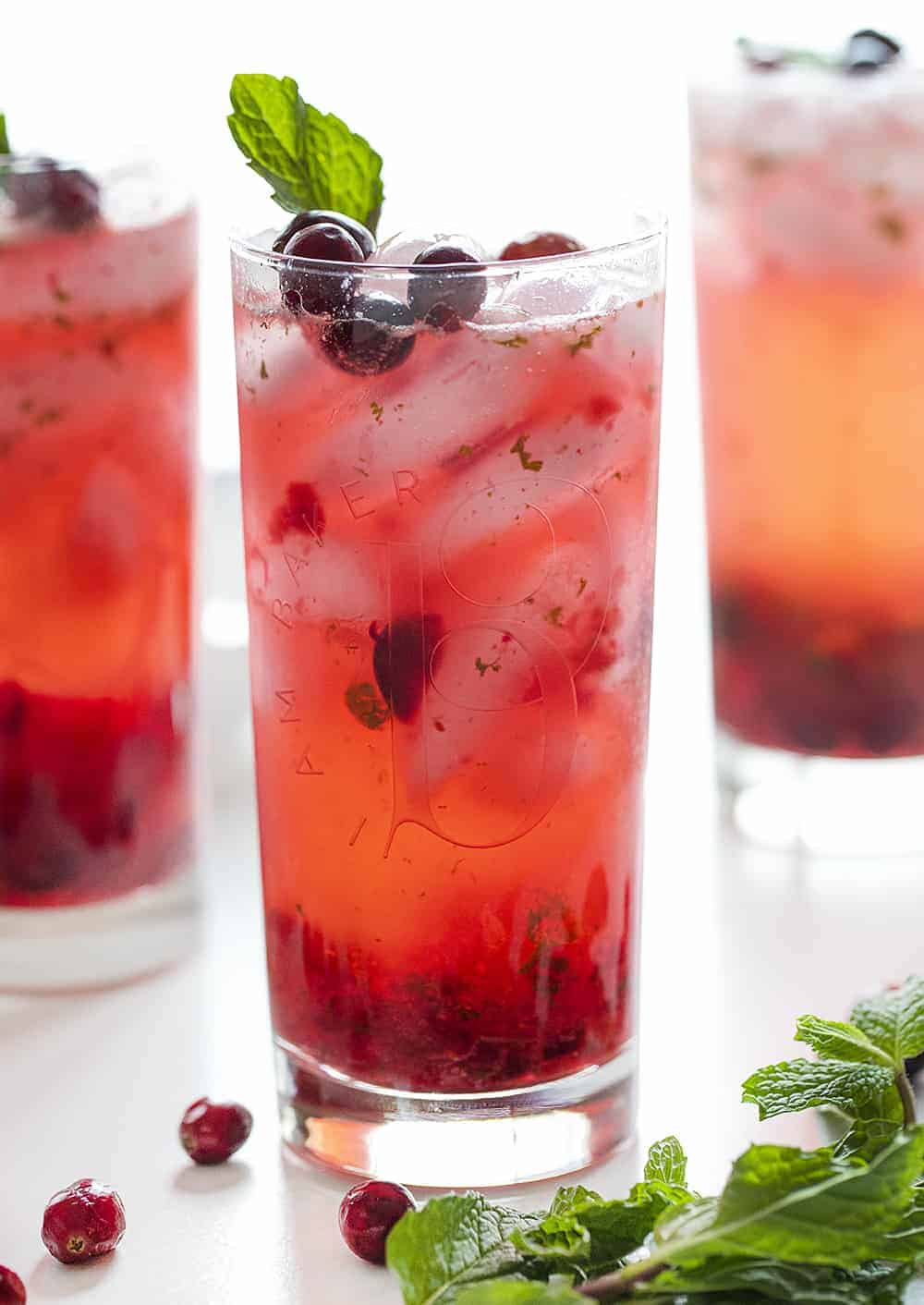 3 Glasses of Cranberry Lime Mojito 