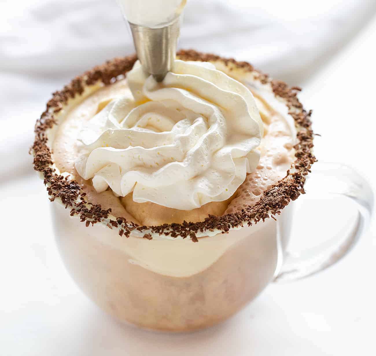 Adding Whipped Topping to a Hot Chocolate Drink