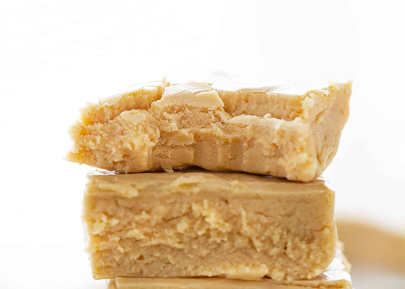 Piece of bit into Creamy Peanut Fudge