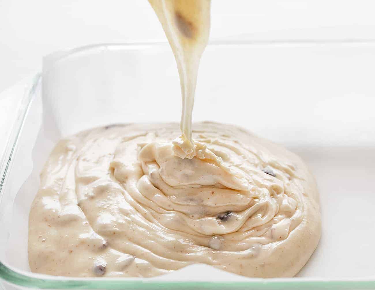 White Chocolate Cranberry Fudge Being Poured Into Pan