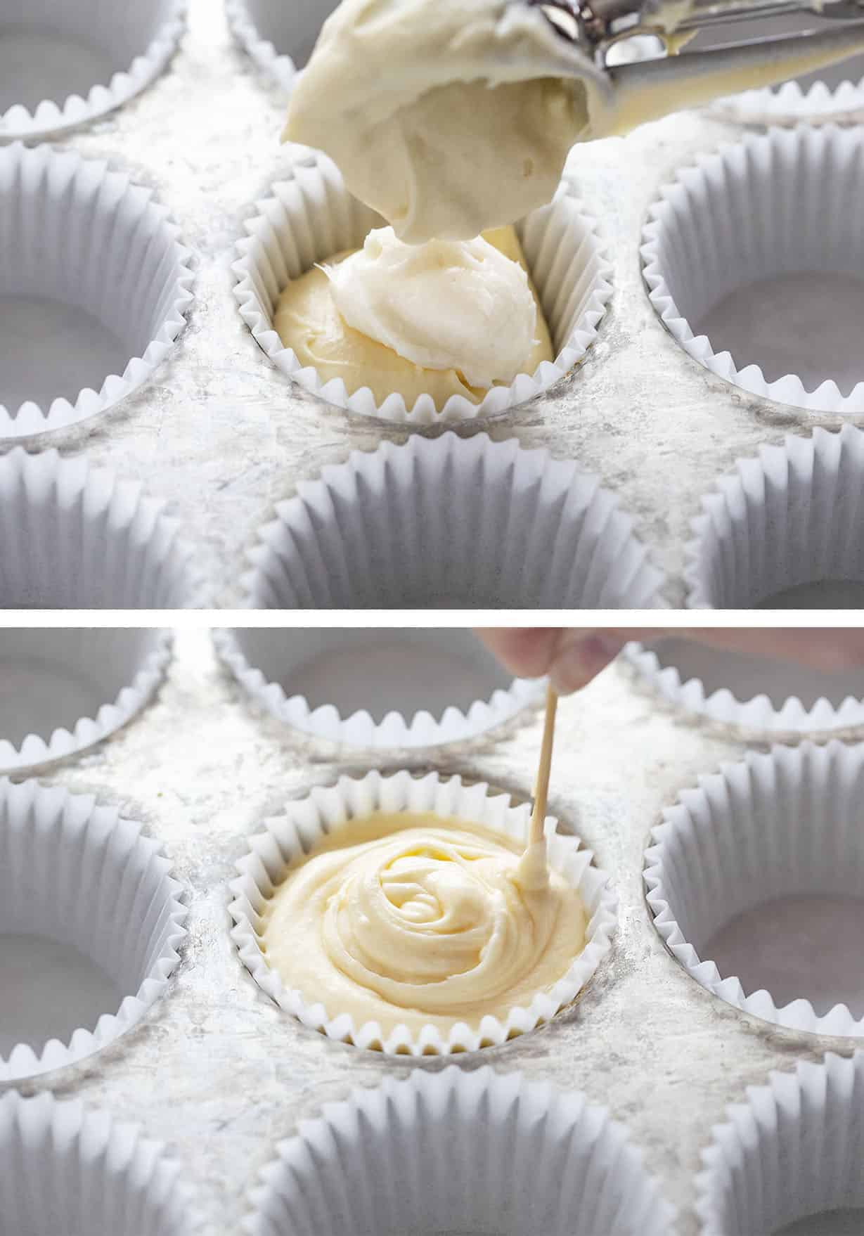 Adding Cream Cheese to Muffin Batter and Swirling