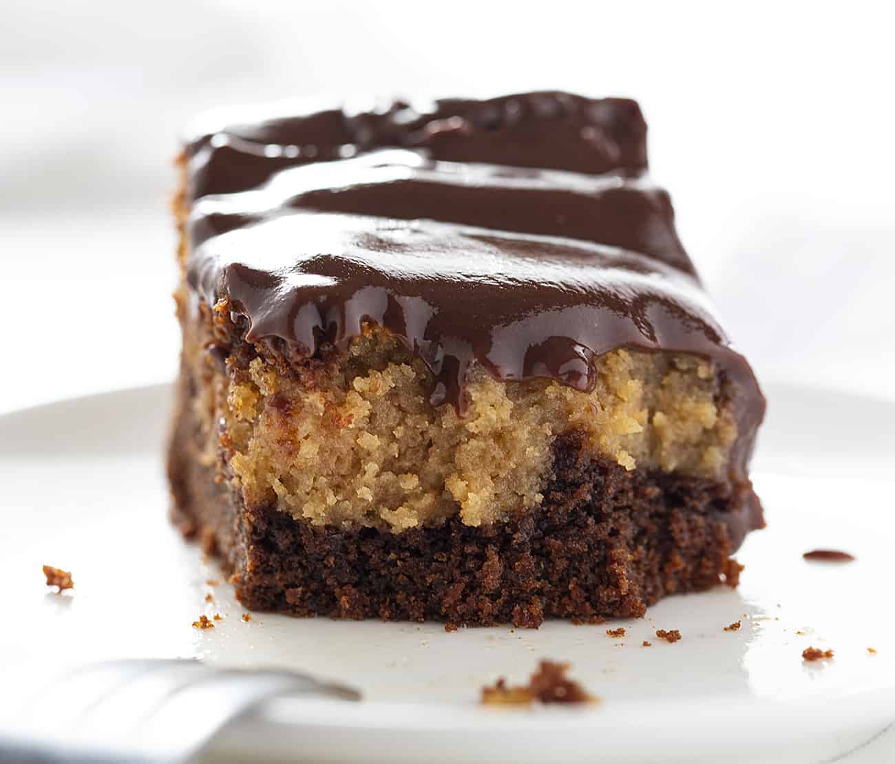 Chocolate Peanut Butter Ooey Gooey Cake - i am baker