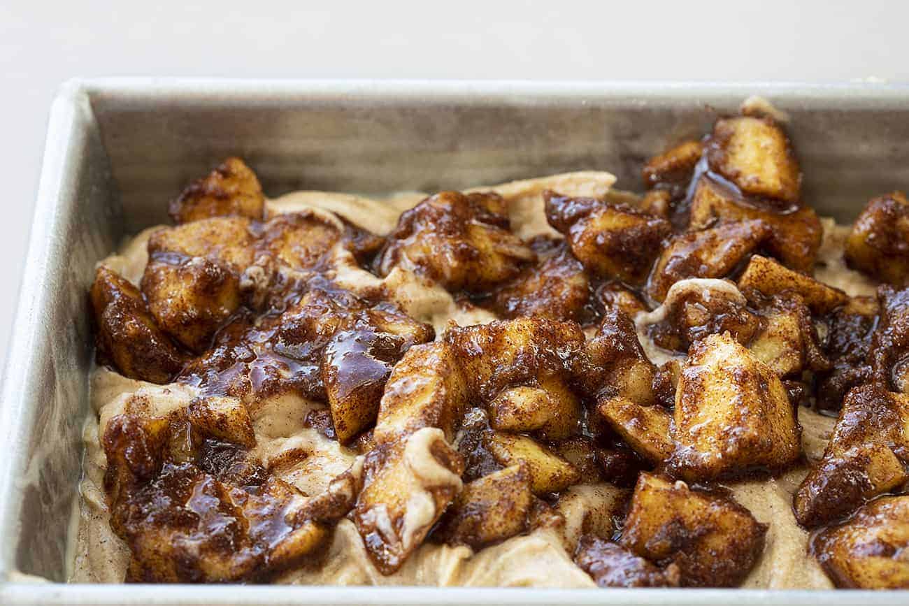 Raw Apples in Apple Fritter Bread