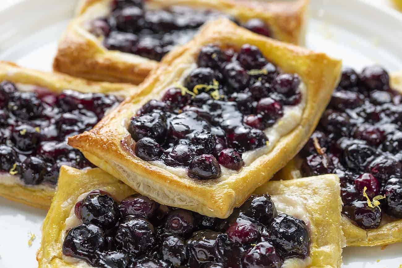 Lemon Blueberry Danish on a White Plate