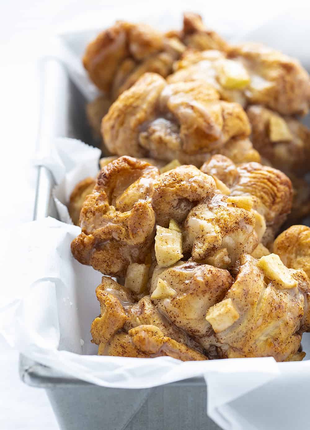 Baked Apple Fritters in a Baking Loaf Pan with Parchment Paper