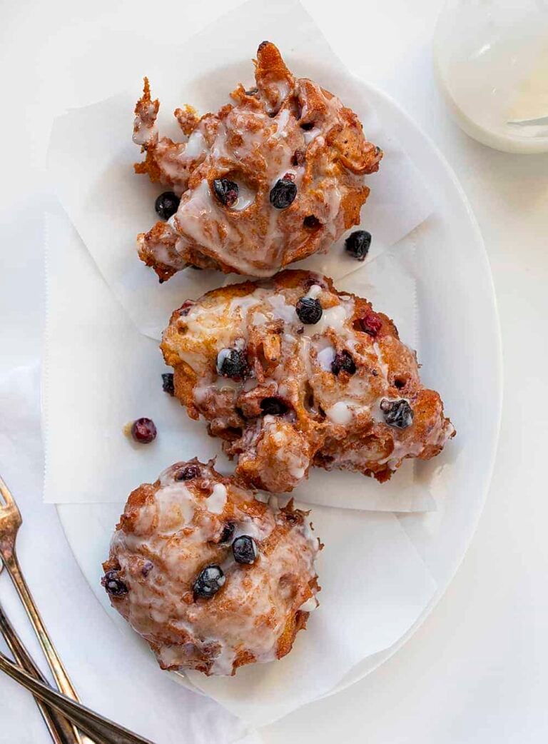 Glazed Fresh Blueberry Fritters