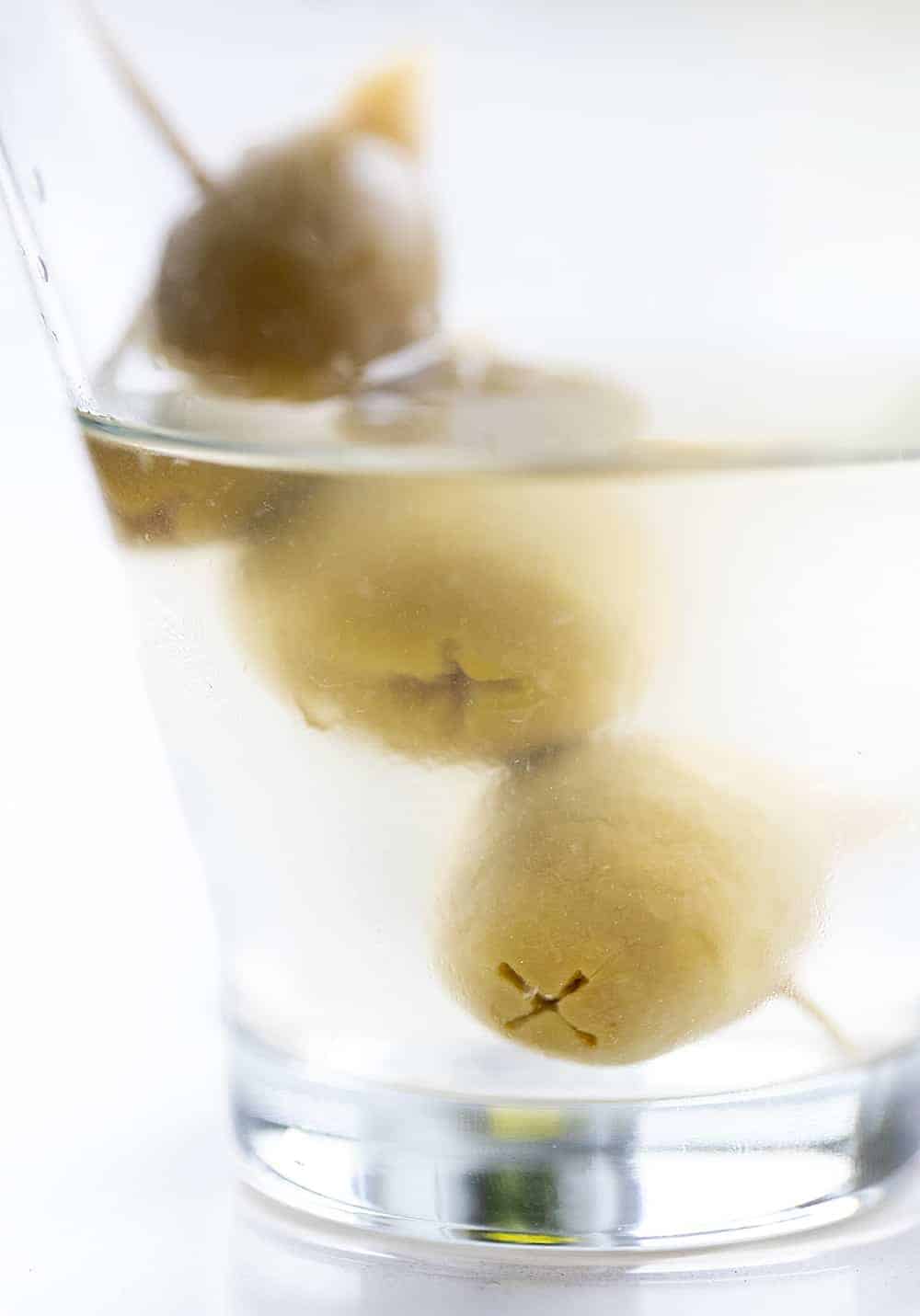 Very Close up of Vodka Dirty Martini