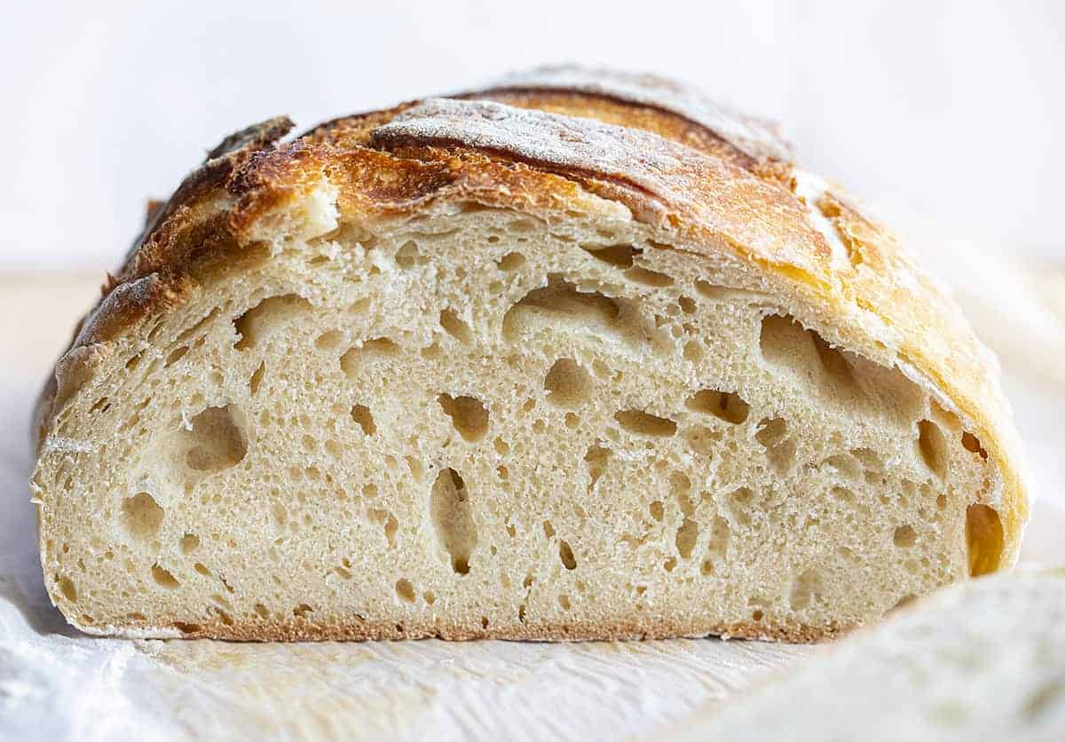 Loaf of Sourdough Bread Cut Into