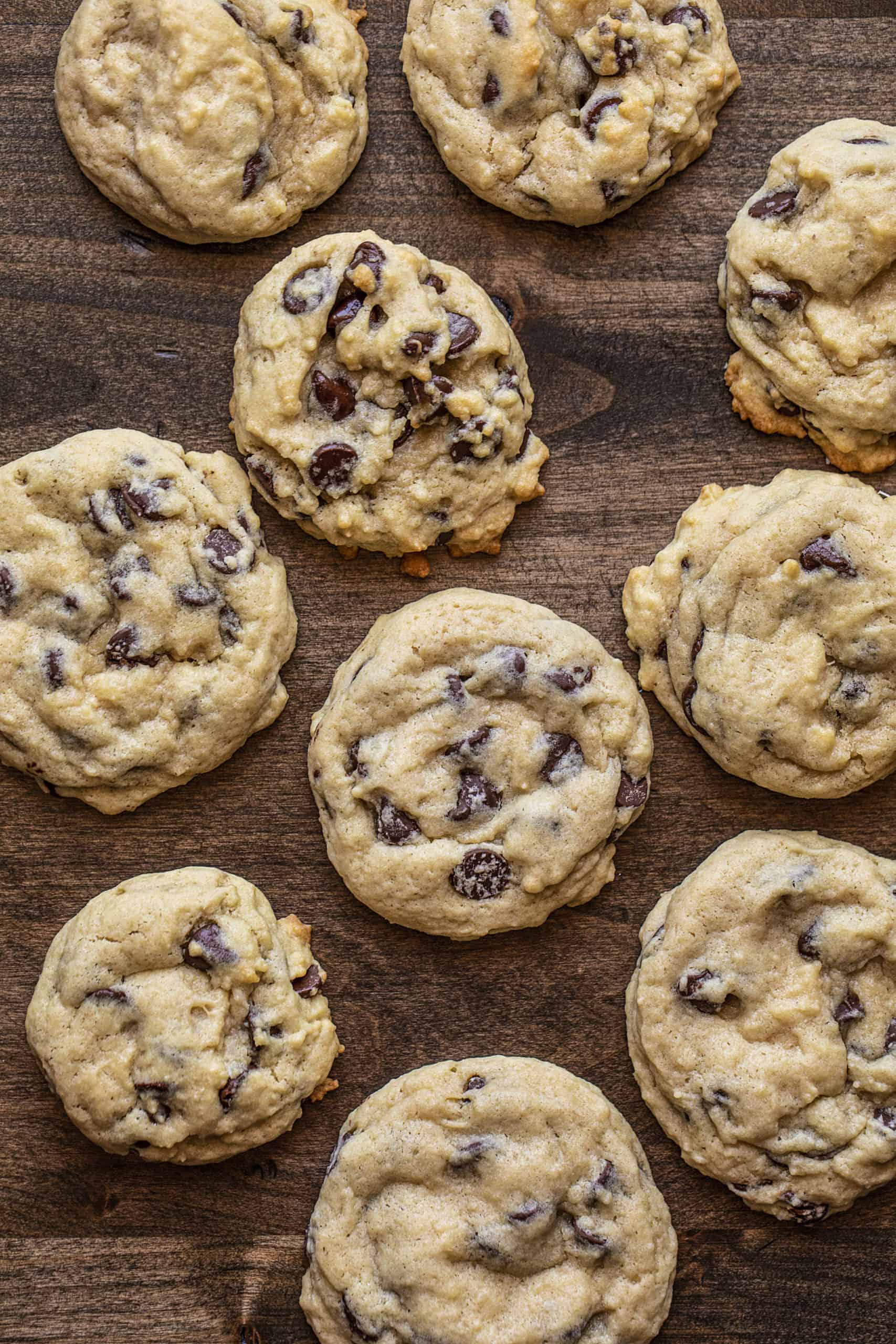 Chocolate Chip Cookie on Dark Cutting Board