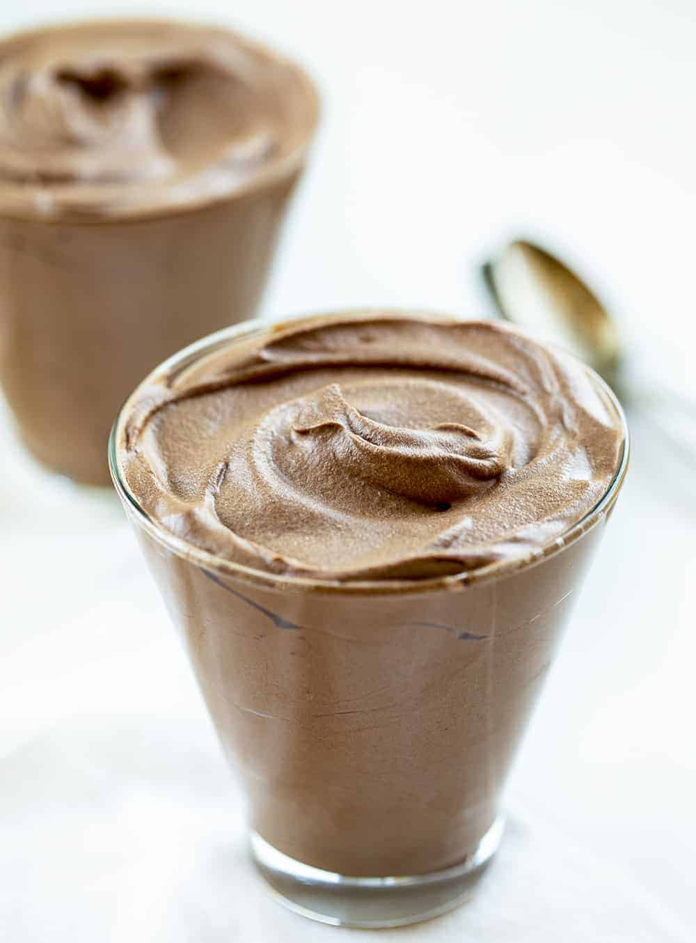 Easy Chocolate Mousse In Low Ball Glass with Smooth