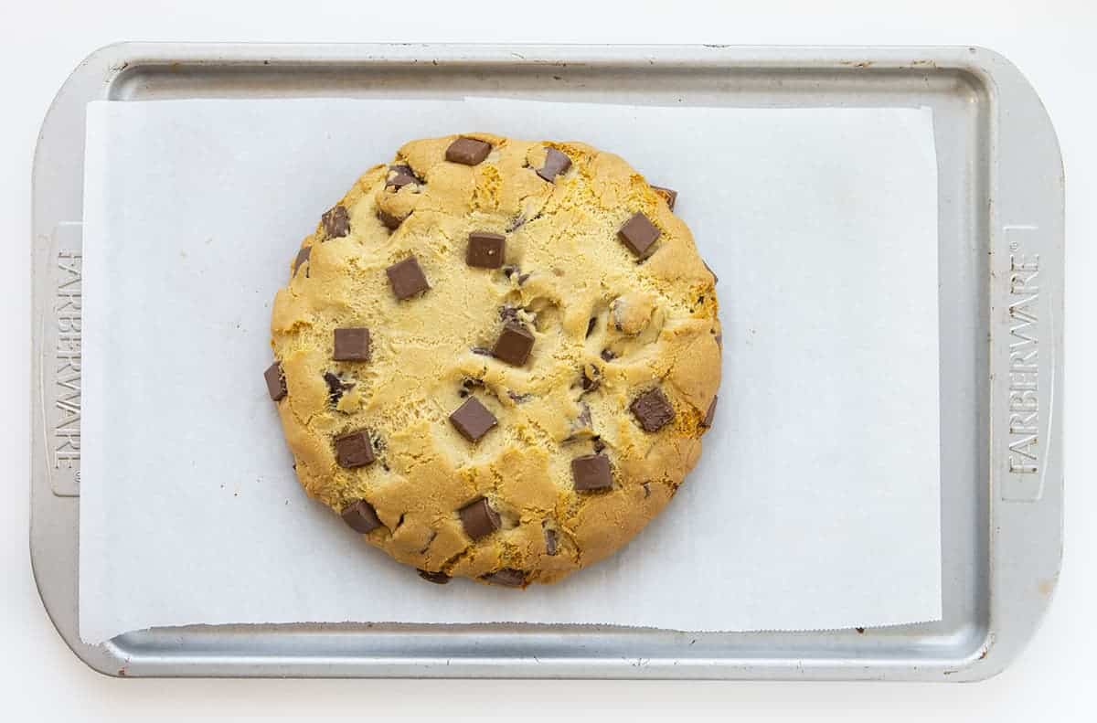 Giant Chocolate Chip Cookie on a Sheet Pan