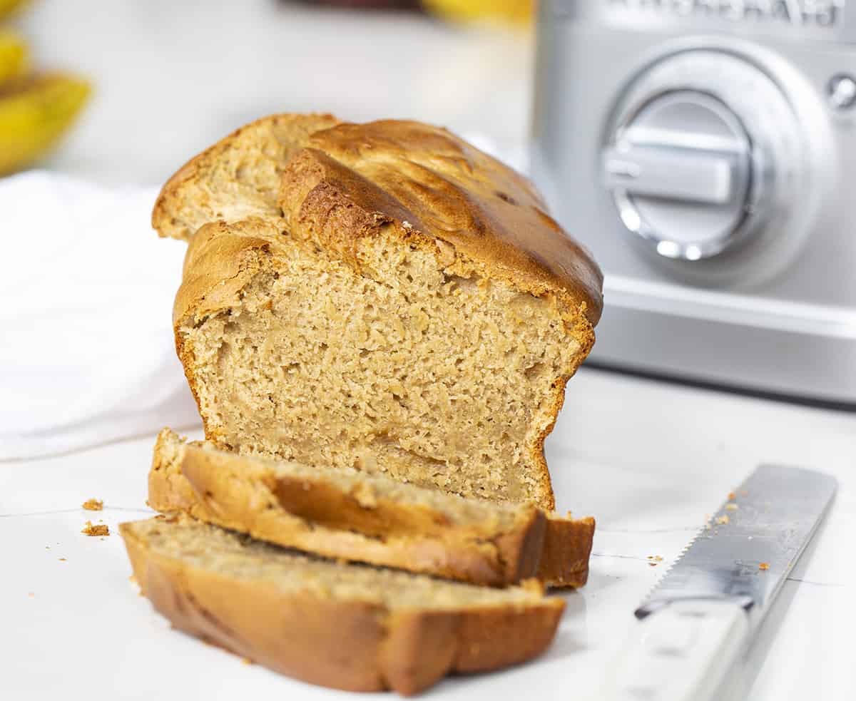 Cut Into Loaf of Blender Peanut Butter Bread