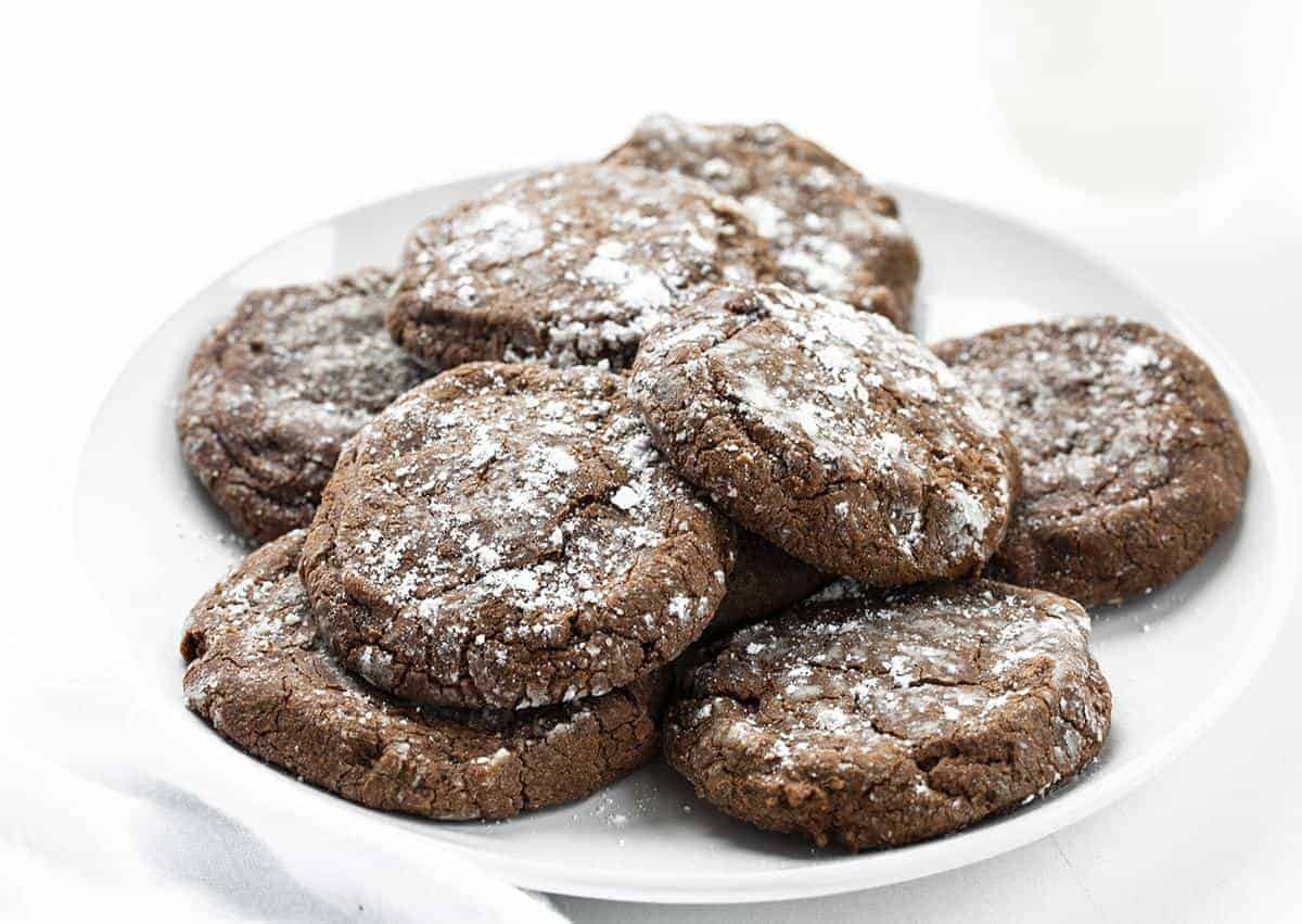 Chocolate Ooey Gooey Cookies on w White Plate