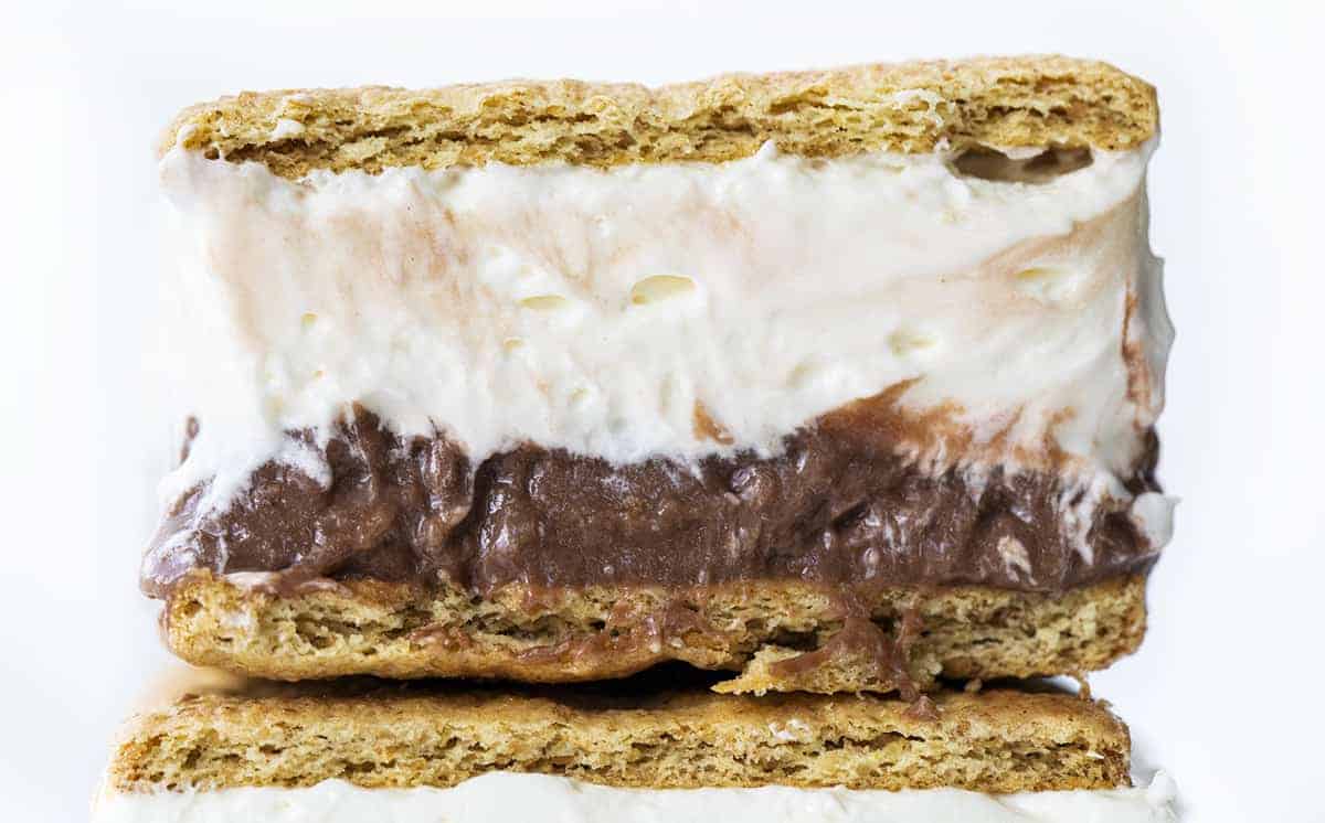 Close up Straight on Shot of Frozen S'mores Showing Layers