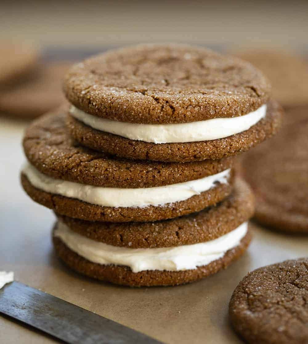 Stack of Ginger Cookie Sandwiches