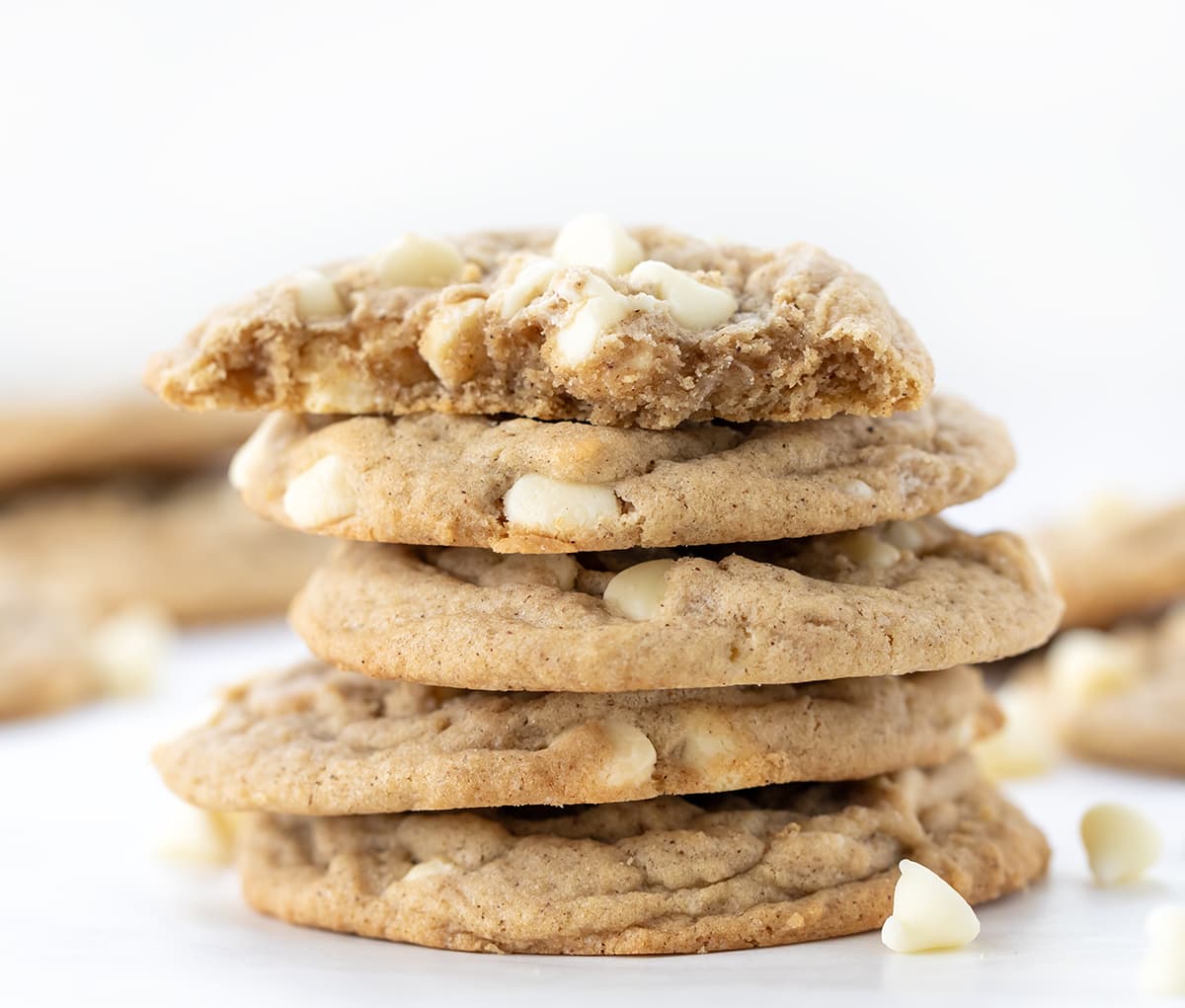 Stack of White Chocolate Pumpkin Spice Cookies.