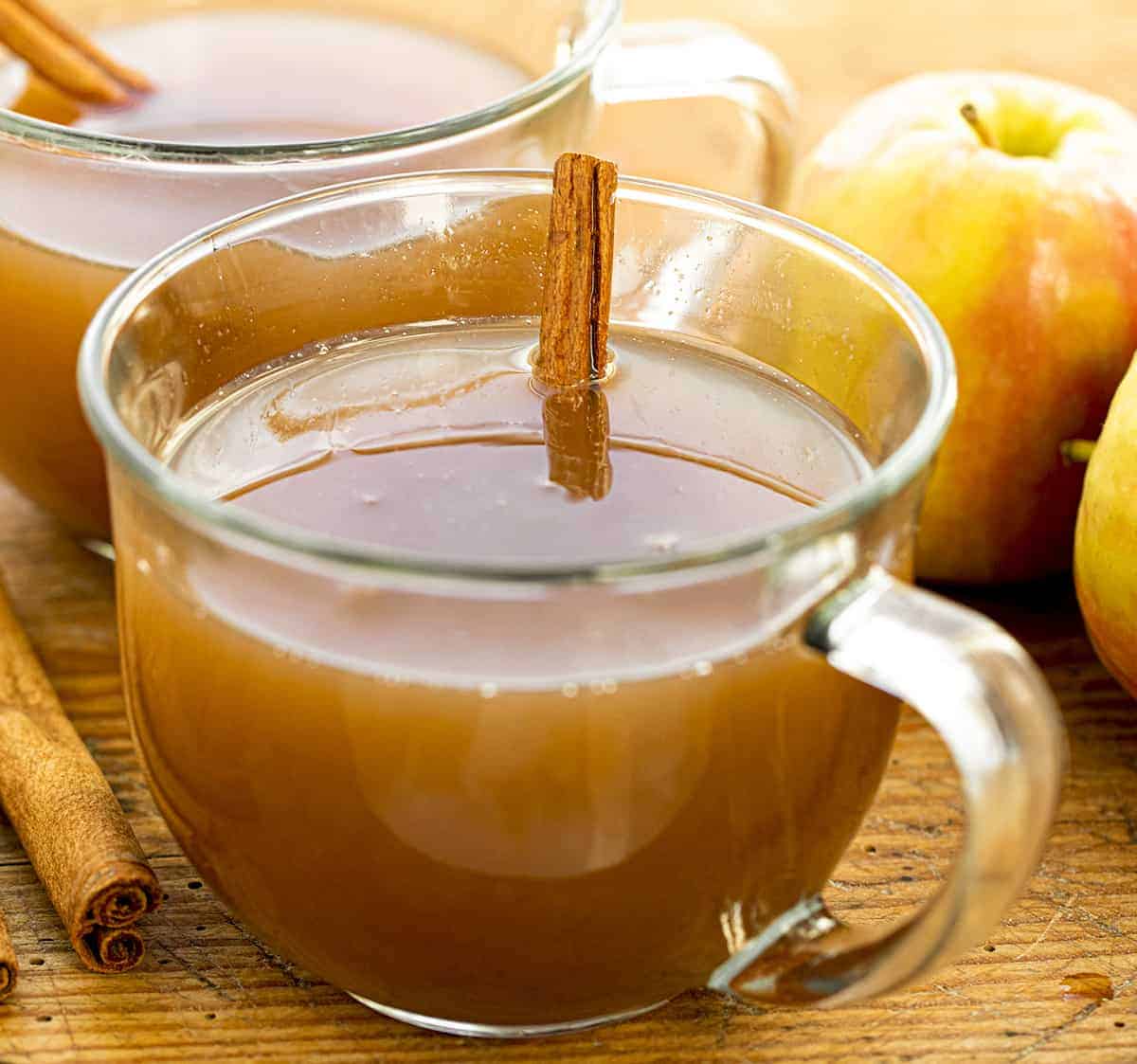 Homemade Apple Cider in Glass Mug