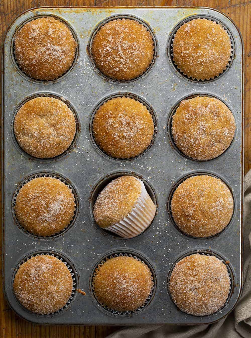 Overhead of Apple Cider Muffins in Pan