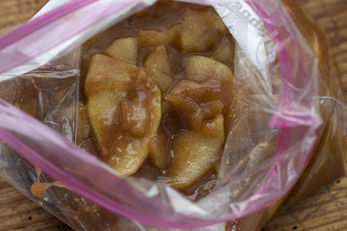 Apple Pie Filling in a Plastic Bag