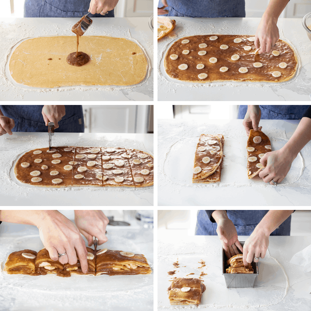 Process Steps for Bananas Foster Pull-Apart Bread