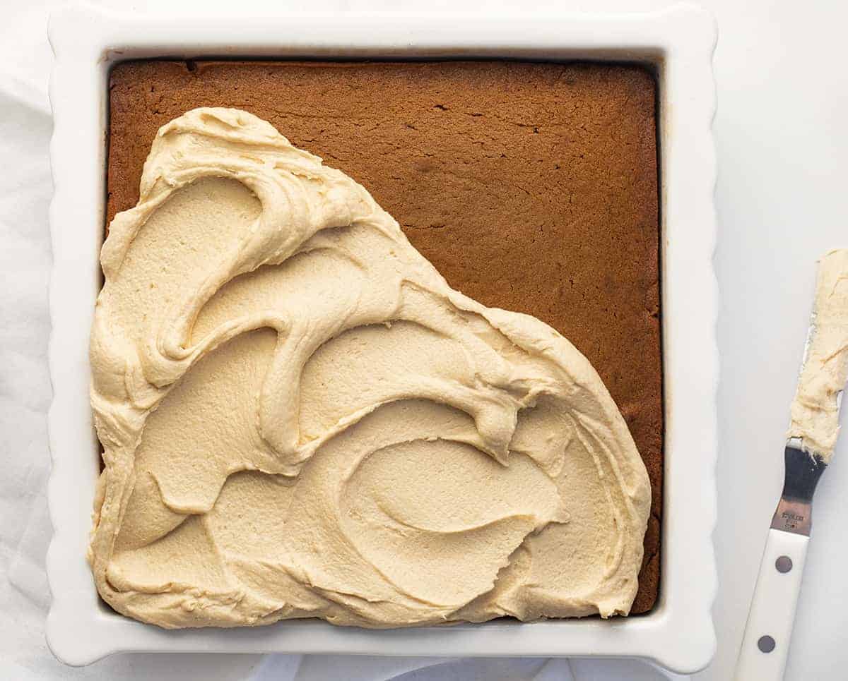 Half Frosted Gingerbread Cake with Salted Caramel Frosting