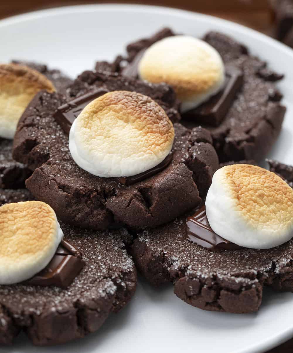 Chocolate Marshmallow Cookies on Plate