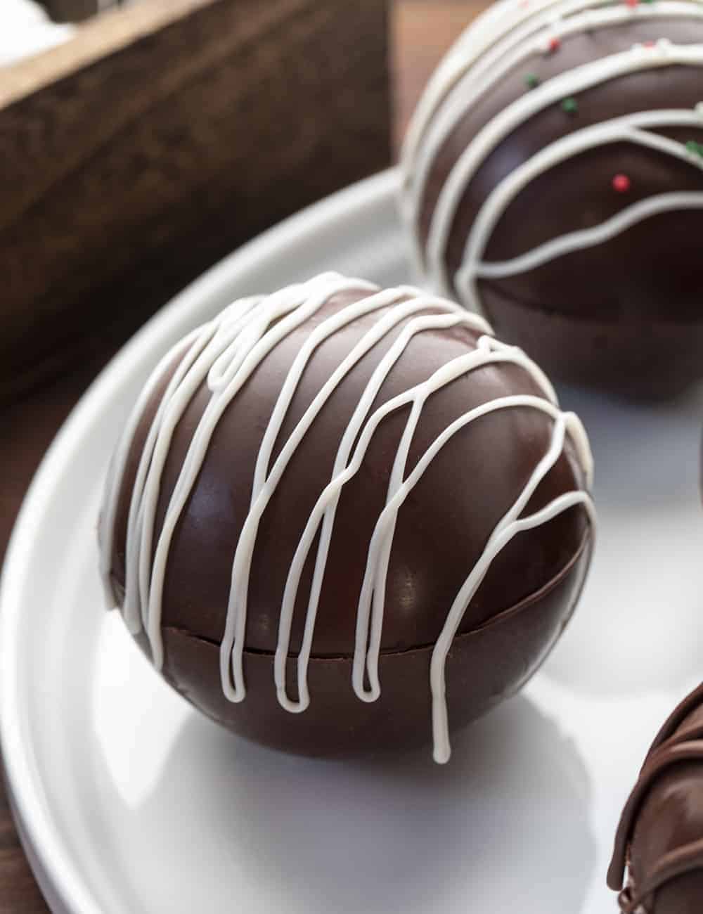 Hot Chocolate Bombs on White Platter