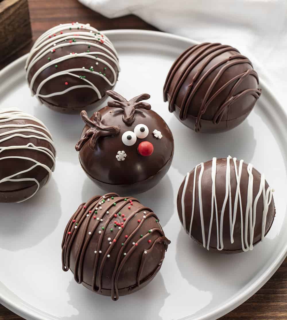 Hot Chocolate Bombs on White Platter