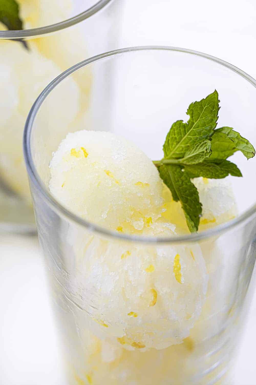 Glass of Lemon Sorbet Recipe (No Churn) 