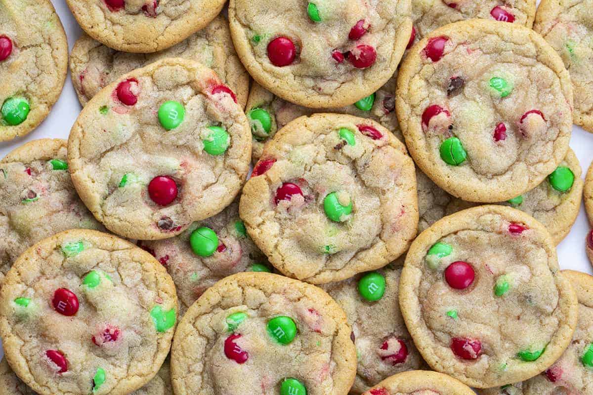 Christmas M&M Cookies from Overhead