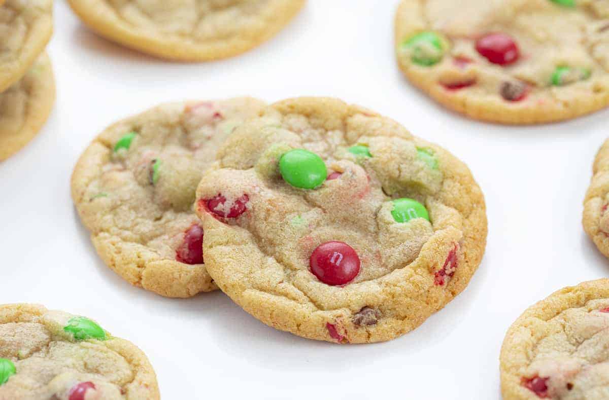 Christmas M&M Cookies Stacked