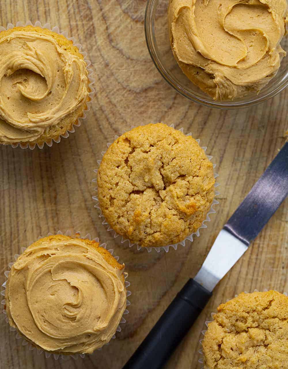 Peanut Butter Cupcakes on Cutting Board