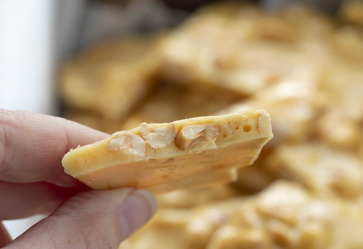 Hand Holding Classic Peanut Brittle 