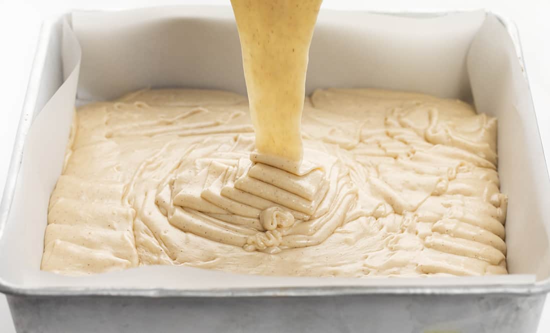 Adding Snickerdoodle Fudge to Pan