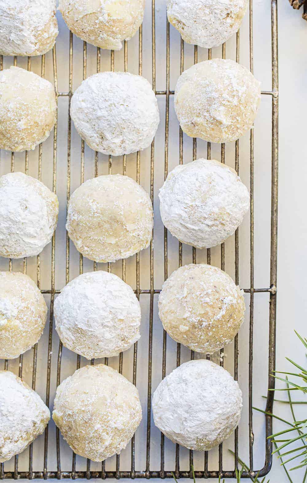 Snowball Cookies - Mexican Wedding Cookies Recipe on Cooling Rack