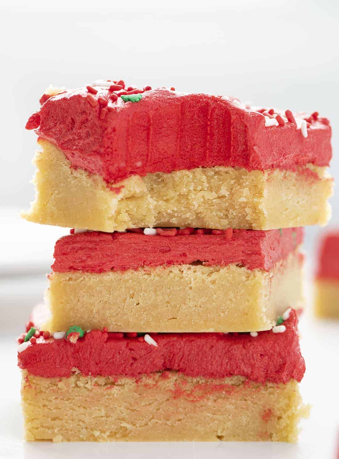 Sugar Cookie Bars for Christmas Stacked