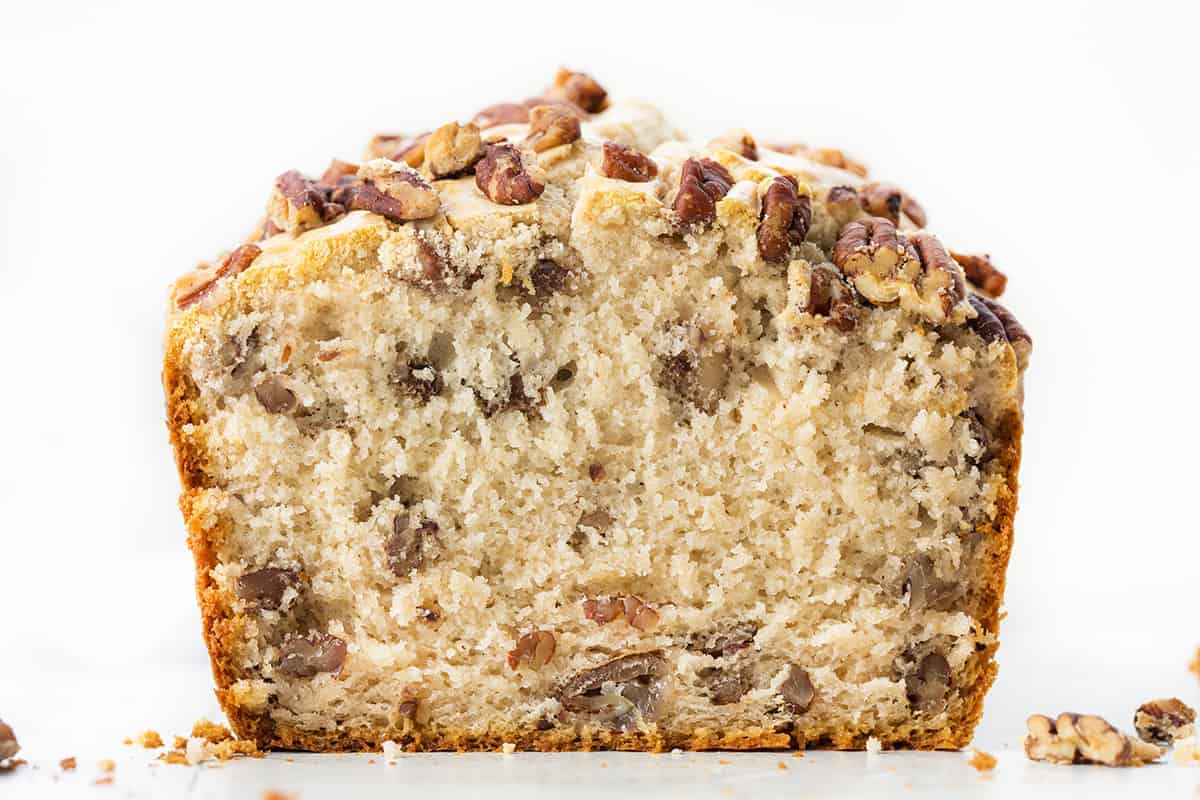 Pecan Ice Cream Bread Cut Into Showing Inside