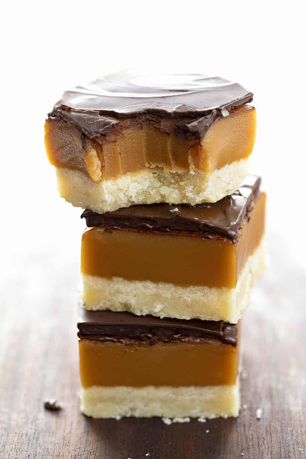Stacked Millionaire Bars with One Bitten