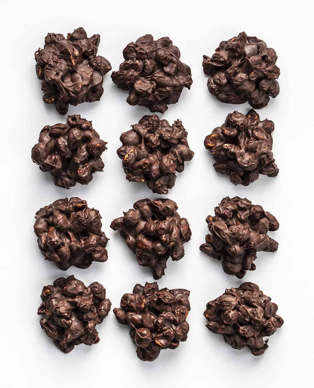 Overhead view of Chocolate Peanut Clusters